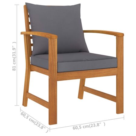  Set mobilier de grădină cu perne, 5 piese, lemn masiv acacia