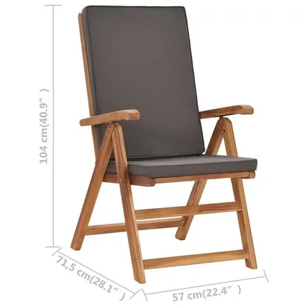  Set mobilier de grădină cu perne gri, 7 piese, lemn masiv tec