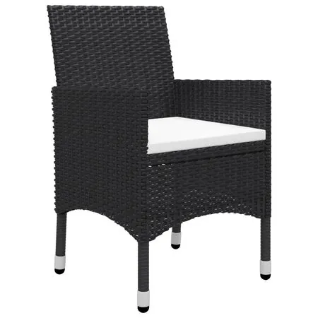  Set mobilier bistro grădină 3 piese, negru, poliratan și sticlă