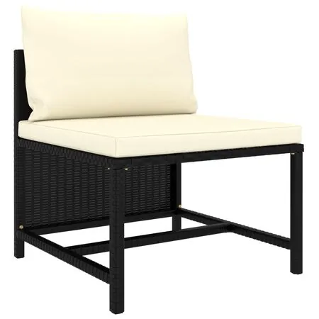  Set mobilier de grădină cu perne, 6 piese, negru, poliratan