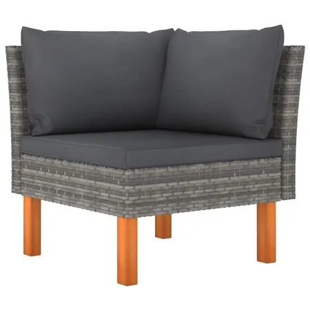  Set mobilier de grădină cu perne, 6 piese, gri, poliratan