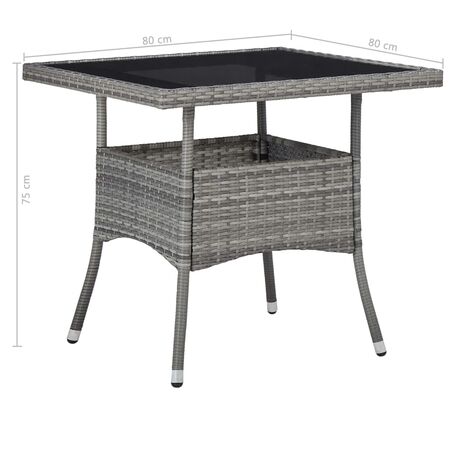  Set mobilier de exterior, 5 piese, gri, poliratan și sticlă