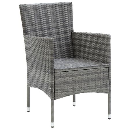  Set mobilier de exterior, 5 piese, gri, poliratan și sticlă