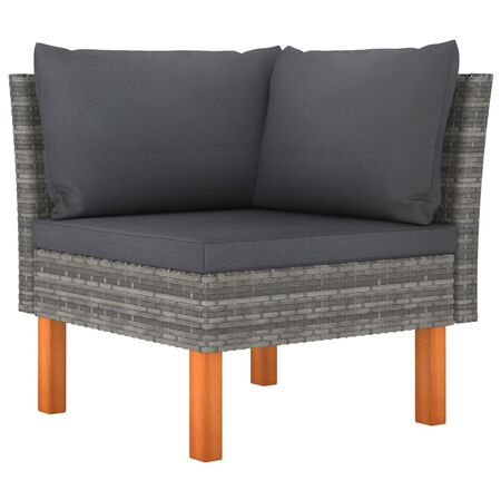  Set mobilier de grădină cu perne, 9 piese, gri, poliratan