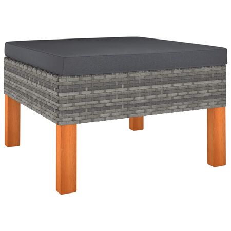  Set mobilier de grădină cu perne, 9 piese, gri, poliratan