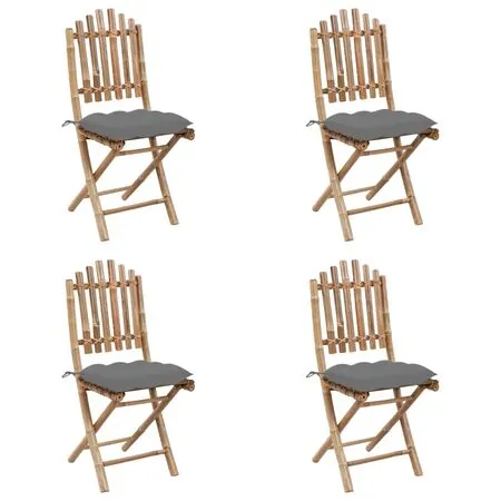  Set mobilier de exterior pliabil, cu perne, 5 piese, bambus