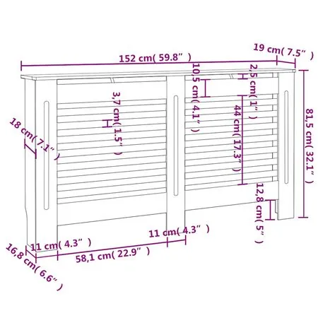  Mască pentru calorifer, 152 x 19 x 81,5 cm, MDF