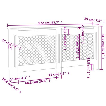  Mască de calorifer, negru, 172 x 19 x 81,5 cm, MDF