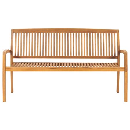  Bancă de grădină stivuibilă cu pernă, 159 cm, lemn masiv de tec