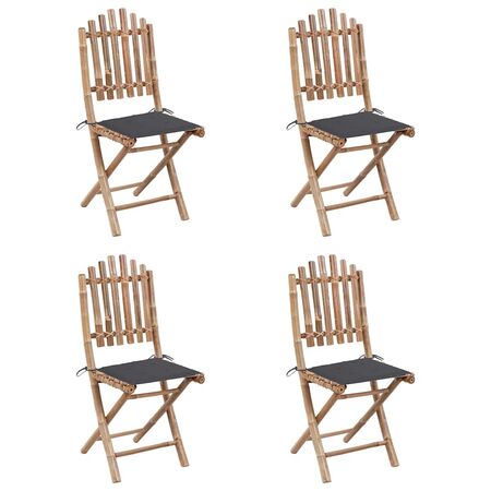  Set mobilier de exterior pliabil, cu perne, 5 piese, bambus