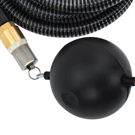  Furtun de aspirație cu racorduri din alamă, negru 1,1" 5 m, PVC