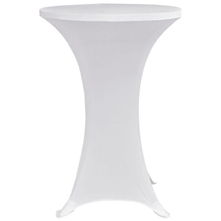  Husă de masă cu picior Ø60 cm, 4 buc., alb, elastic