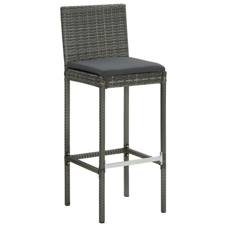  Set mobilier bar de grădină, cu perne, 3 piese, gri, poliratan