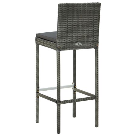  Set mobilier bar de grădină, cu perne, 3 piese, gri, poliratan