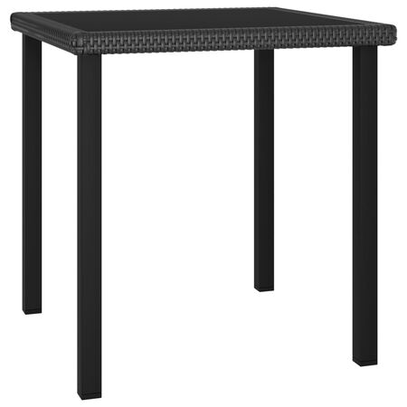  Set de masă și scaune de exterior, 3 piese, negru, poliratan