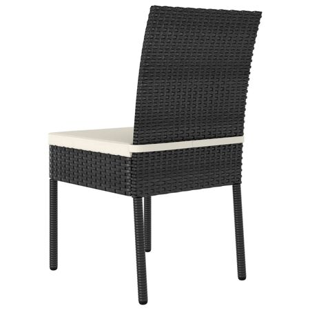  Set de masă și scaune de exterior, 3 piese, negru, poliratan