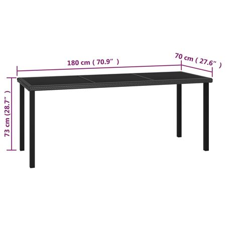  Set mobilier de grădină, 7 piese, negru, poliratan