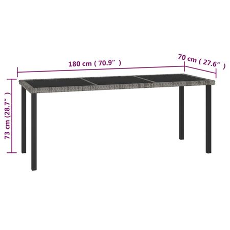  Set mobilier de masă pentru grădină, 9 piese, gri, poliratan