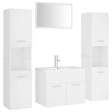  Set mobilier de baie, alb, lemn prelucrat