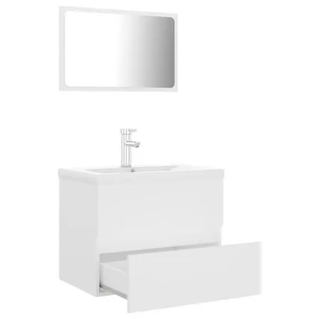  Set mobilier de baie, alb, lemn prelucrat