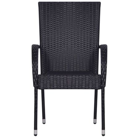  Set mobilier de grădină, 3 piese, negru, poliratan