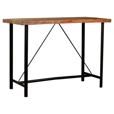  Set mobilier bar 7 piese, lemn masiv reciclat & piele naturală