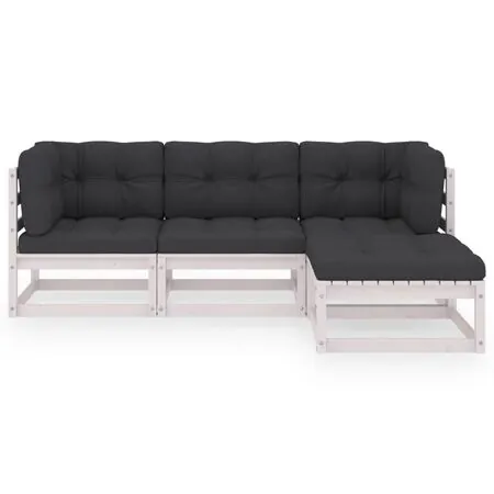  Set mobilier de grădină cu perne, 4 piese, lemn masiv de pin