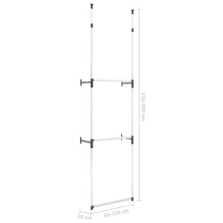 Sistem de garderobă telescopic, cu bare, aluminiu