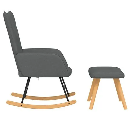  Scaun balansoar cu taburet, gri închis, textil