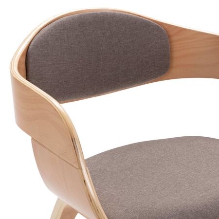  Scaune de bucătărie, 6 buc., gri taupe, lemn curbat și textil