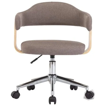  Scaune pivotante, 2 buc., gri taupe, lemn curbat & textil