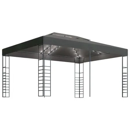  Pavilion cu șir de lumini LED, antracit, 3x4 m