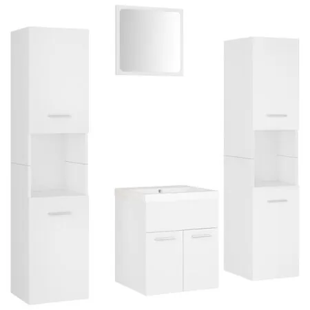  Set mobilier de baie, alb, lemn prelucrat