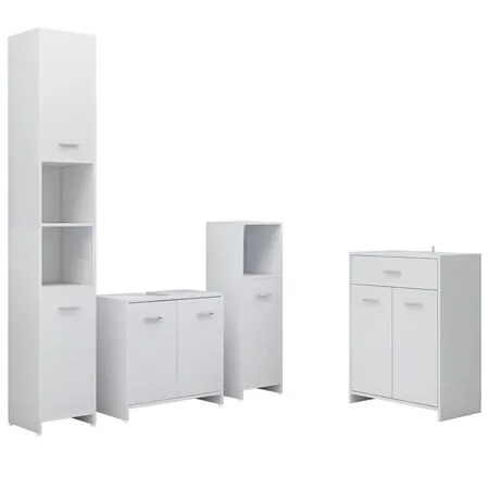 Set mobilier de baie, 4 piese, alb