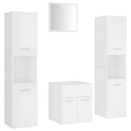  Set mobilier de baie, alb, lemn prelucrat