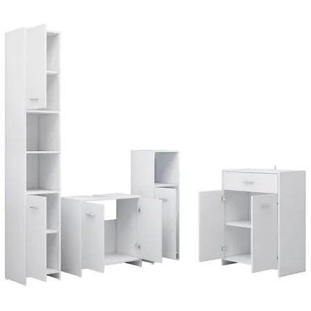  Set mobilier de baie, 4 piese, alb
