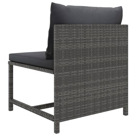  Set mobilier de grădină cu perne, 11 piese, gri, poliratan