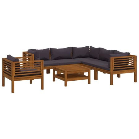  Set mobilier grădină cu perne, 7 piese, lemn masiv de acacia