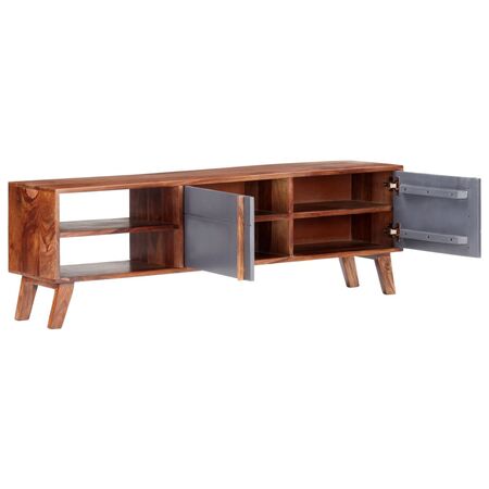  Dulap TV, gri, 140x30x45 cm, lemn masiv