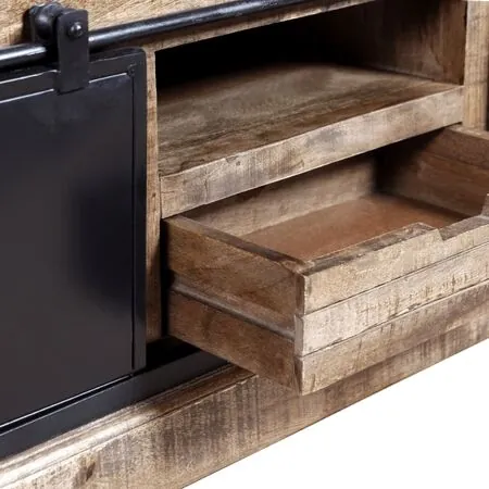  Comodă TV cu 2 uși glisante lemn de mango masiv 110x30x45 cm