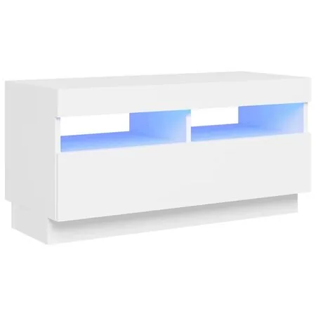  Comodă TV cu lumini LED, alb, 80x35x40 cm