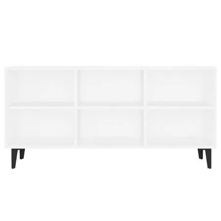  Comodă TV cu picioare metalice, alb, 103,5x30x50 cm