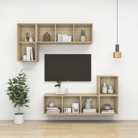  Dulap TV montat pe perete, stejar Sonoma, 37x37x72 cm, PAL