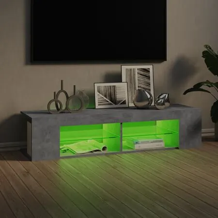  Comodă TV cu lumini LED, gri beton, 135x39x30 cm