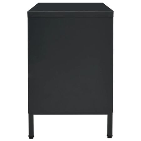  Dulap TV, negru, 105x35x52 cm, oțel și sticlă