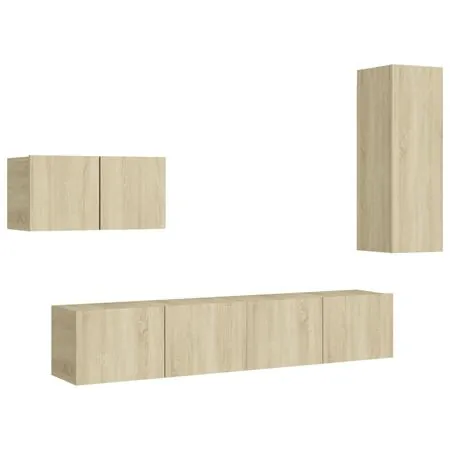  Set de dulapuri TV, 4 piese, stejar sonoma, lemn prelucrat