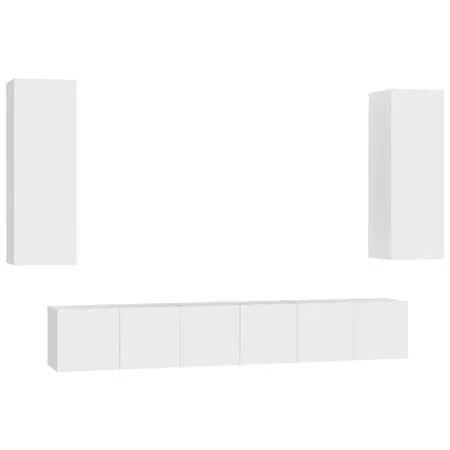  Set dulap TV, 5 piese, alb, lemn prelucrat