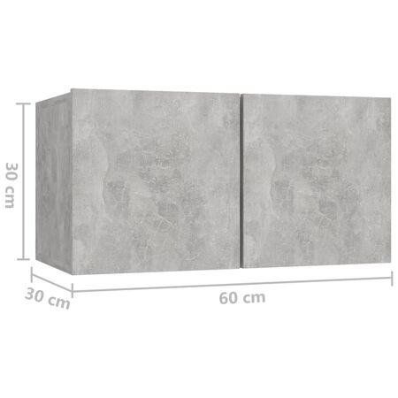  Set de dulapuri TV, 8 piese, gri beton, lemn prelucrat