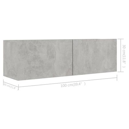  Set de dulapuri TV, 6 piese, gri beton, lemn prelucrat