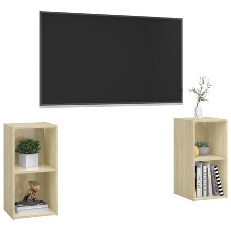  Dulapuri TV 2 buc., stejar Sonoma,72x35x36,5 cm, lemn prelucrat